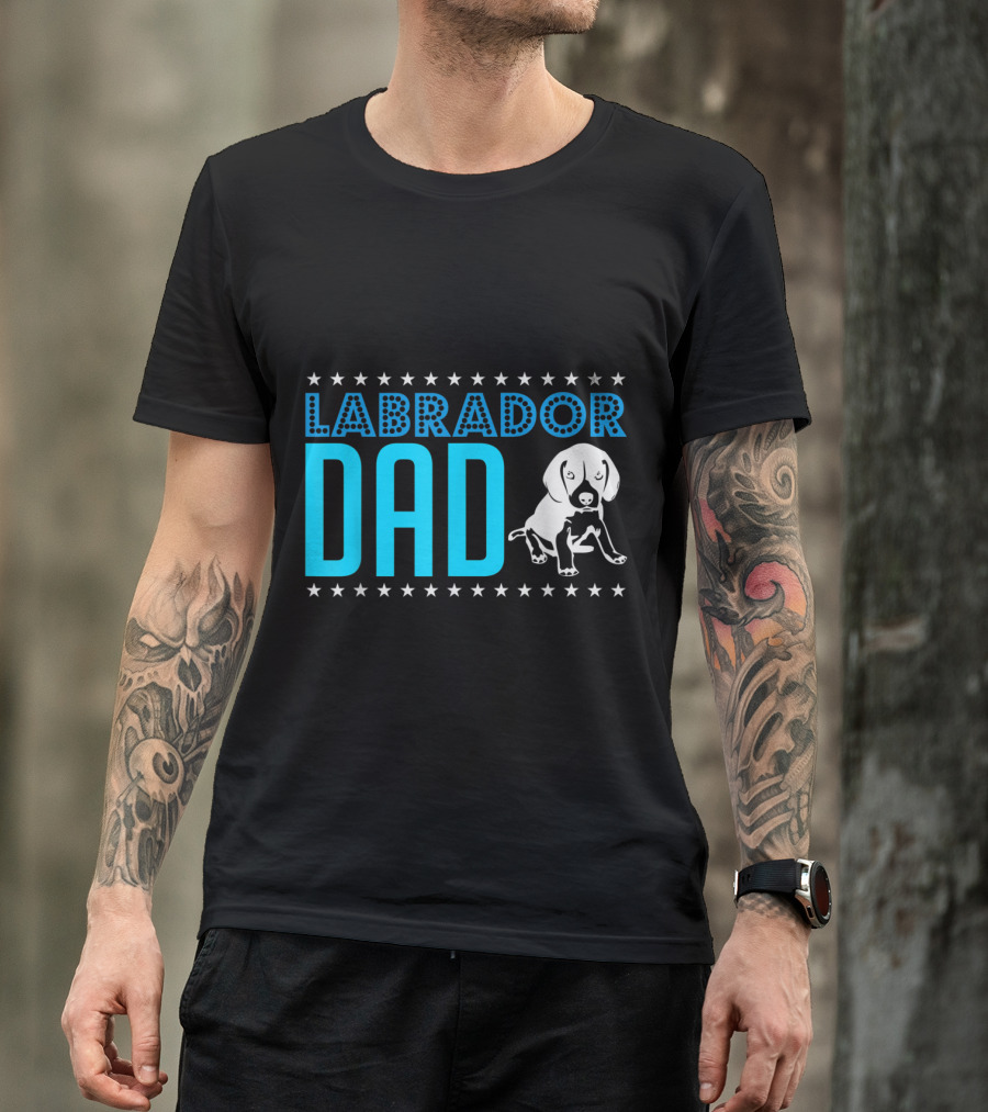 Labrador Dad Vintage Style Funny Labrador With Star Accents T-Shirt