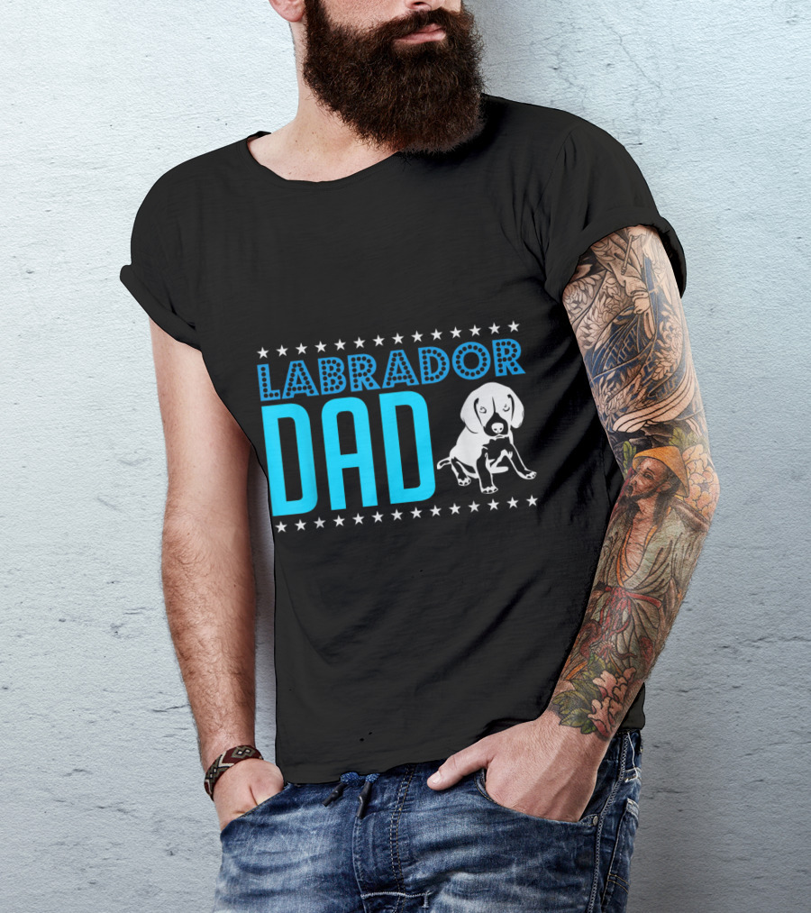 Labrador Dad Vintage Style Funny Labrador With Star Accents T-Shirt