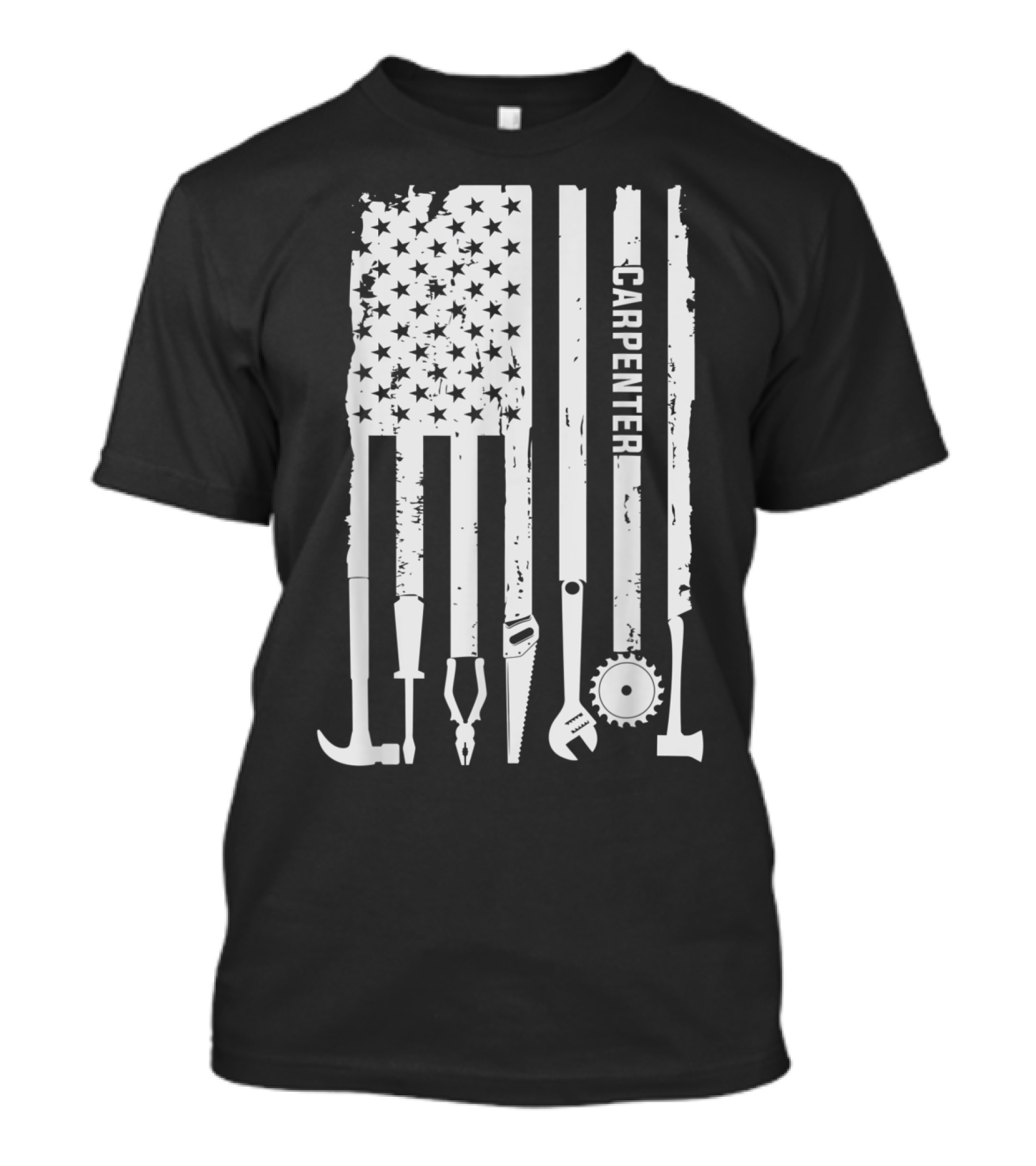 American Flag Tool Design Carpenter Woodworking 4th Of July T-Shirt
