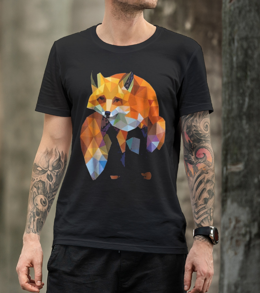 Geometric Polygonal Fox Artwork Wildlife Nature Cool T-Shirt