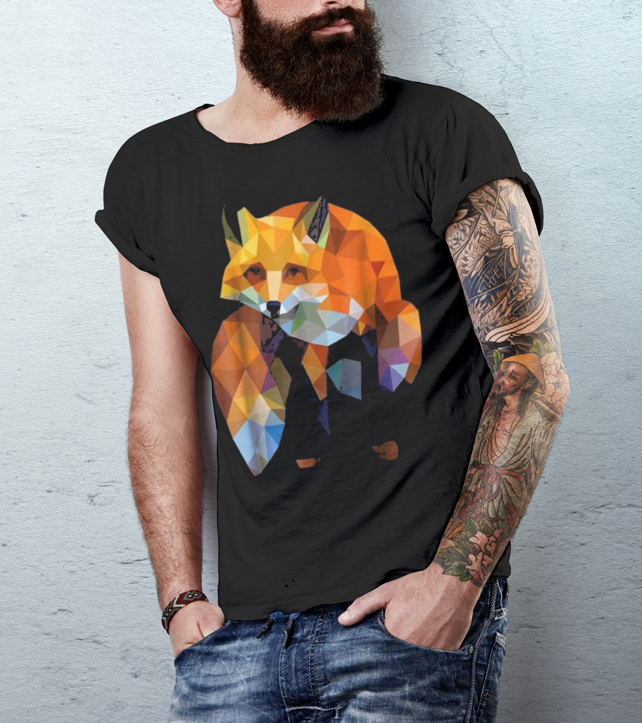 Geometric Polygonal Fox Artwork Wildlife Nature Cool T-Shirt