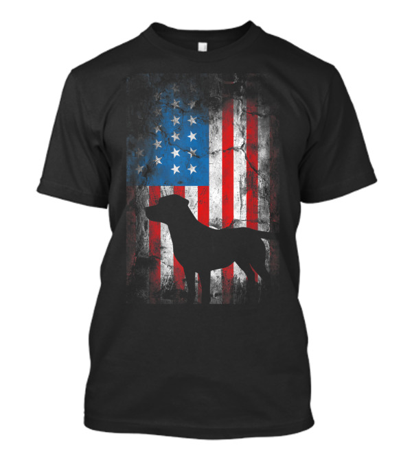 Vintage American Flag With Silhouette Of Labrador Retriever Dog USA T-Shirt