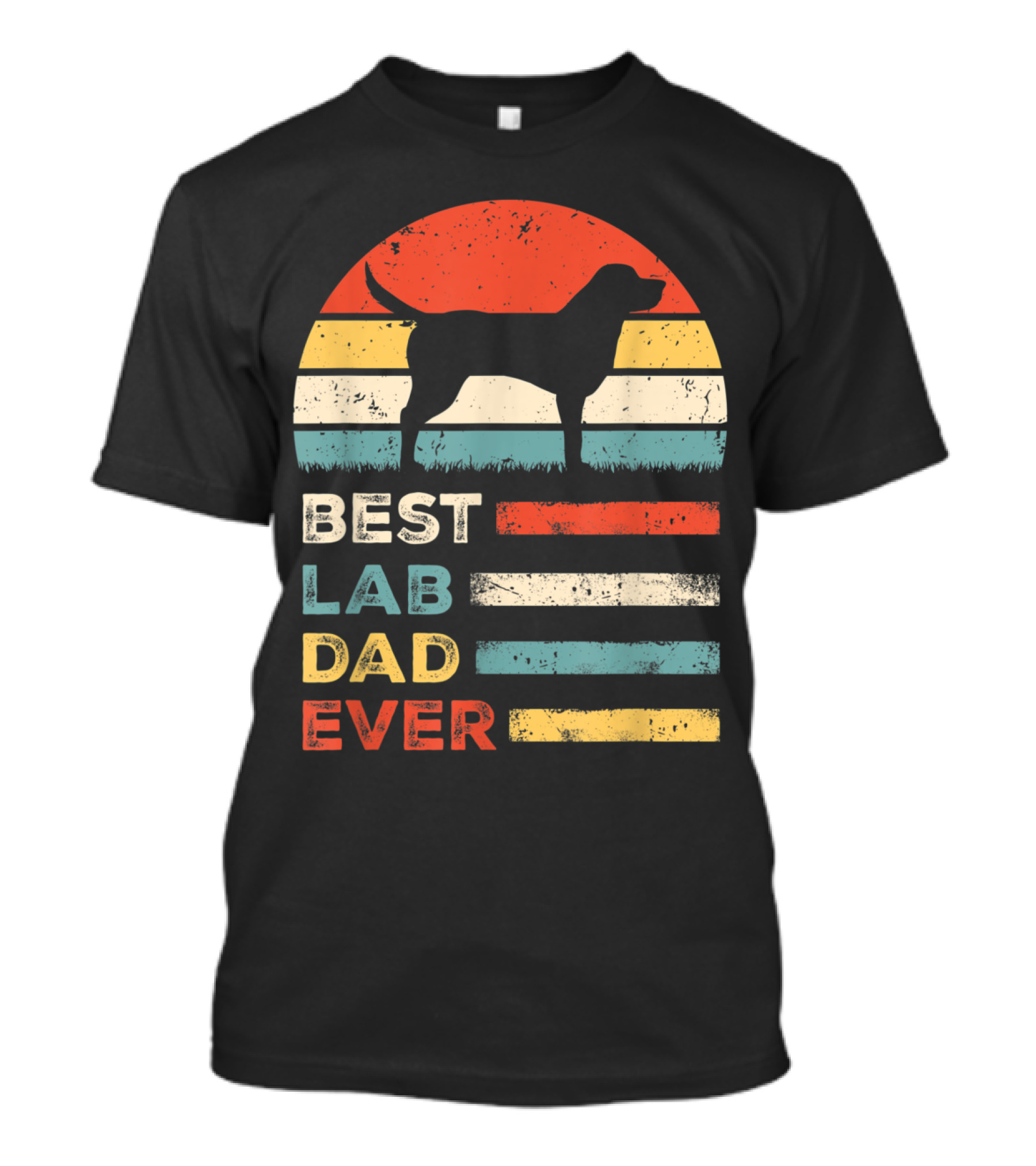 Best Lab Dad Ever Vintage Labrador Retro Style Stripes T-Shirt