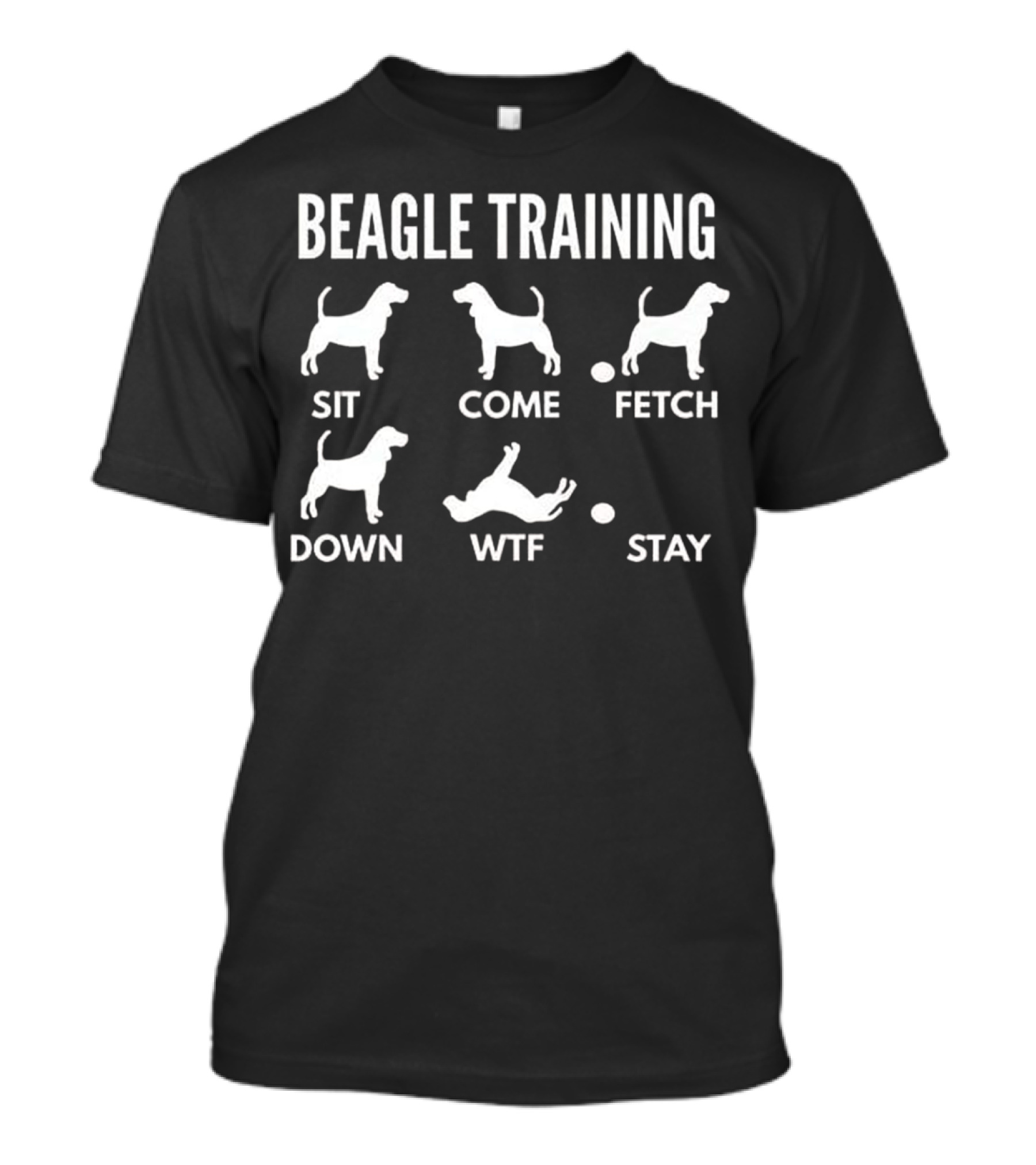 Beagle Training Sit Come Fetch Down WTF Stay Tricks Premi T-Shirt