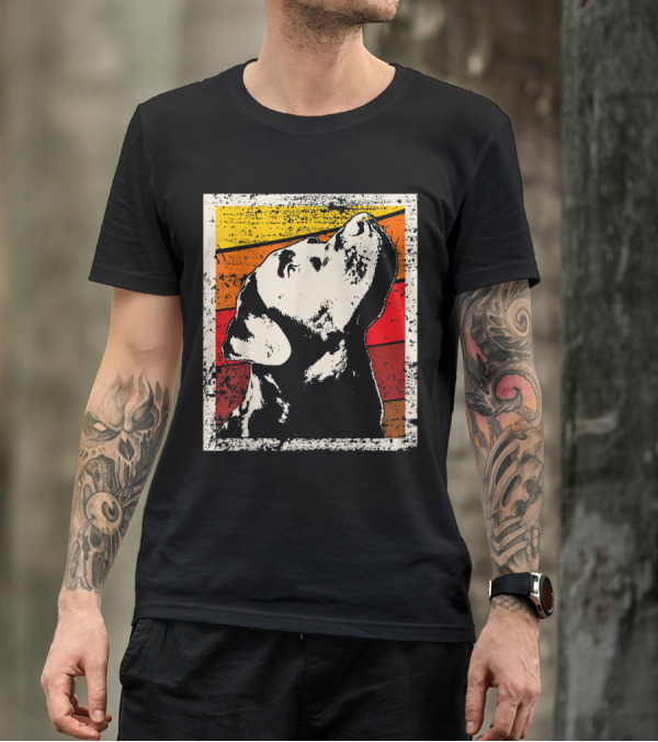 Retro Labrador Retriever Dad Graphic With Sunset Colors T-Shirt