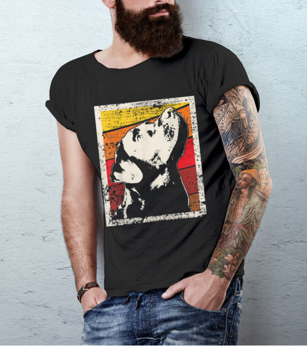 Retro Labrador Retriever Dad Graphic With Sunset Colors T-Shirt