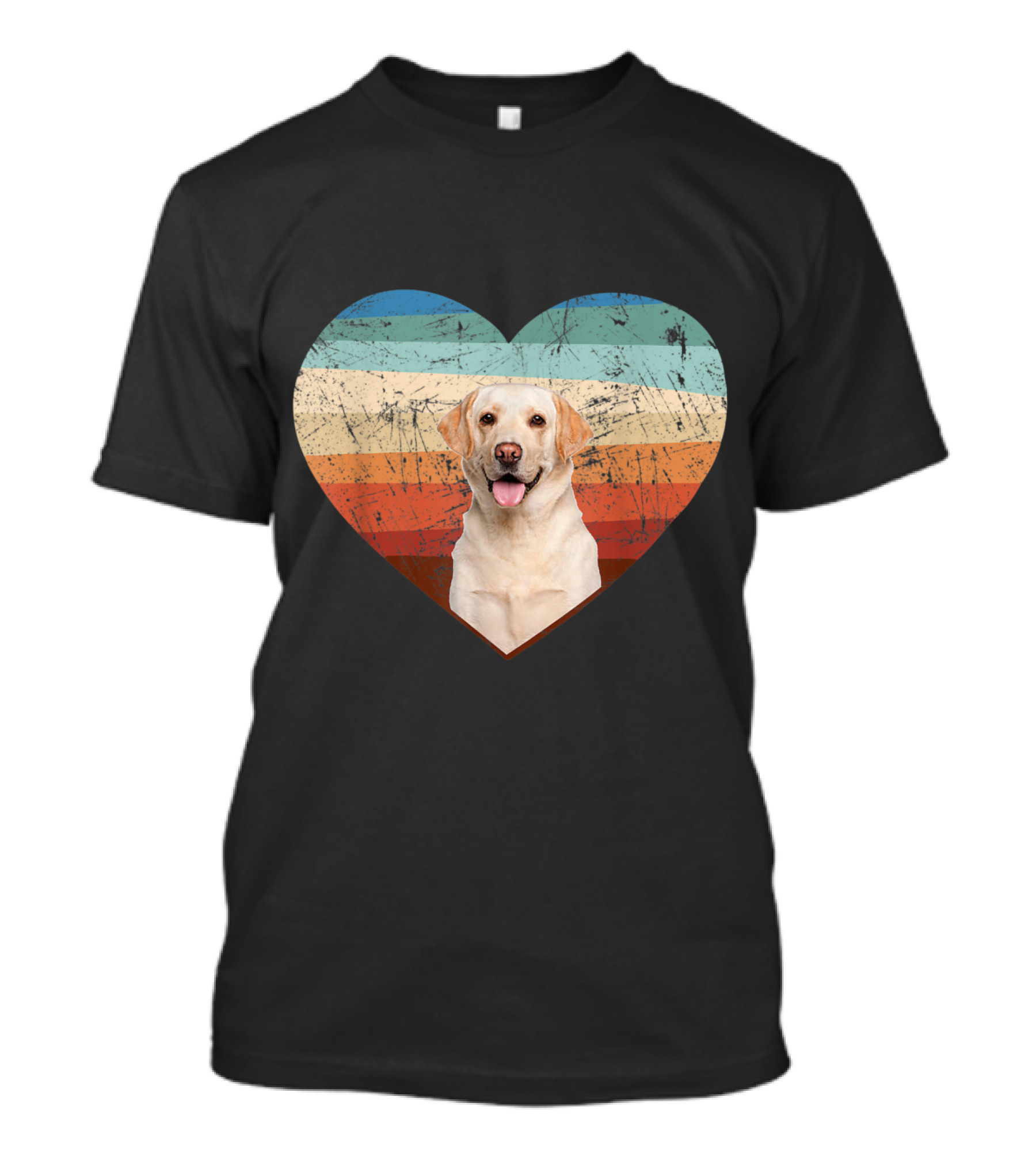 Retro Heart Pattern Labrador Retriever Dog Love T-Shirt
