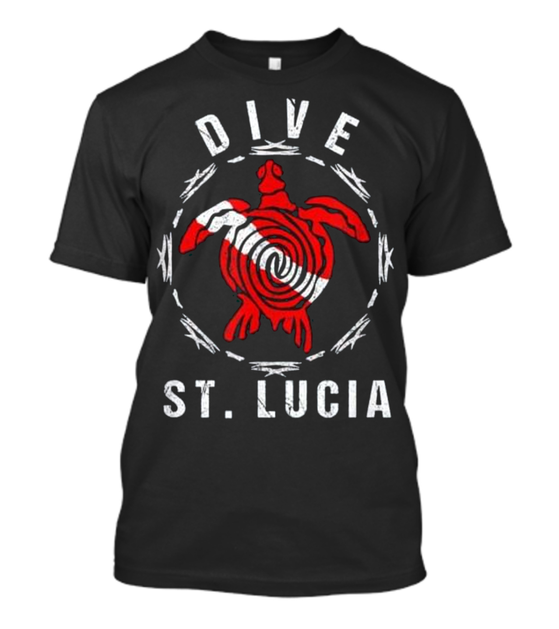 St. Lucia Dive Vintage Tribal Turtle T-Shirt