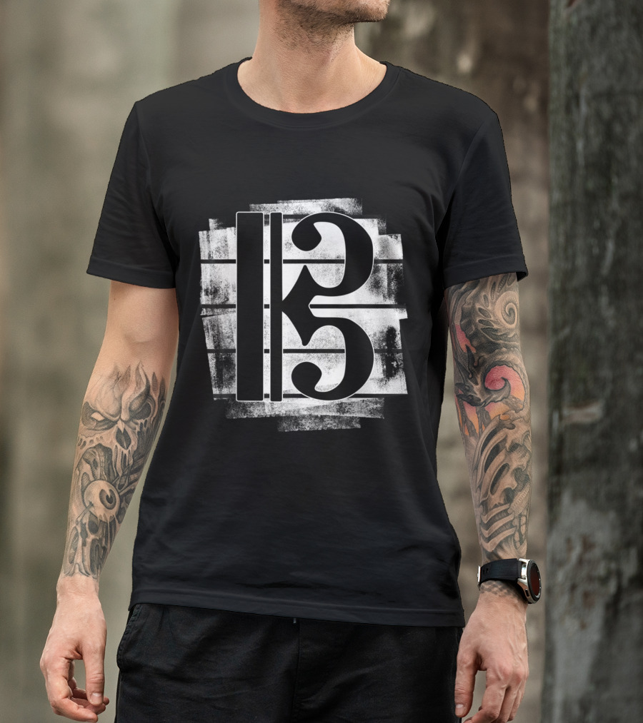 Tenor Clef Alto Clef Grunge Style Music T-Shirt