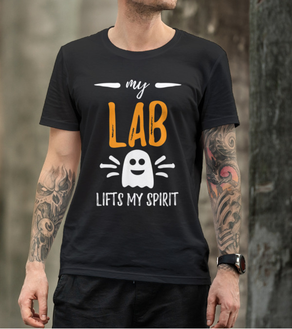 My Lab Lifts My Spirit Halloween Ghost Labrador T-Shirt