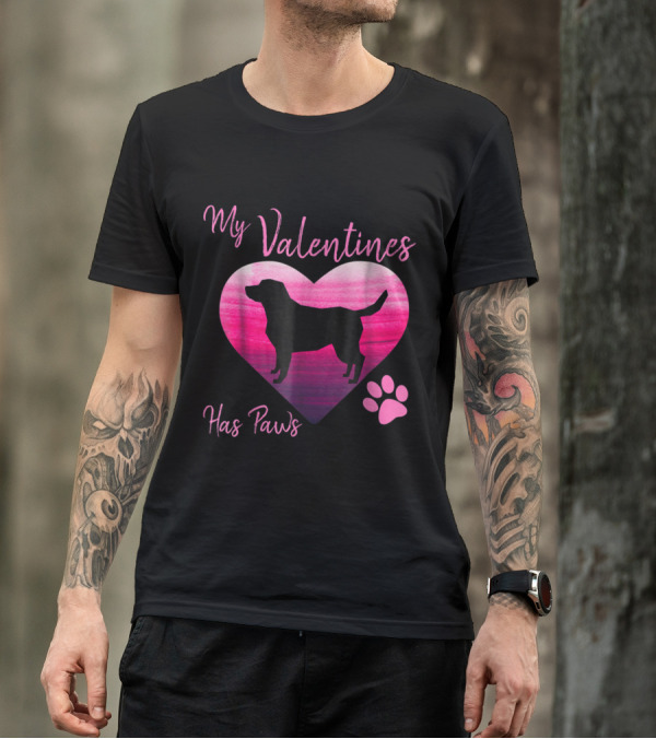 My Valentines Has Paws Labrador Retriever Heart T-Shirt
