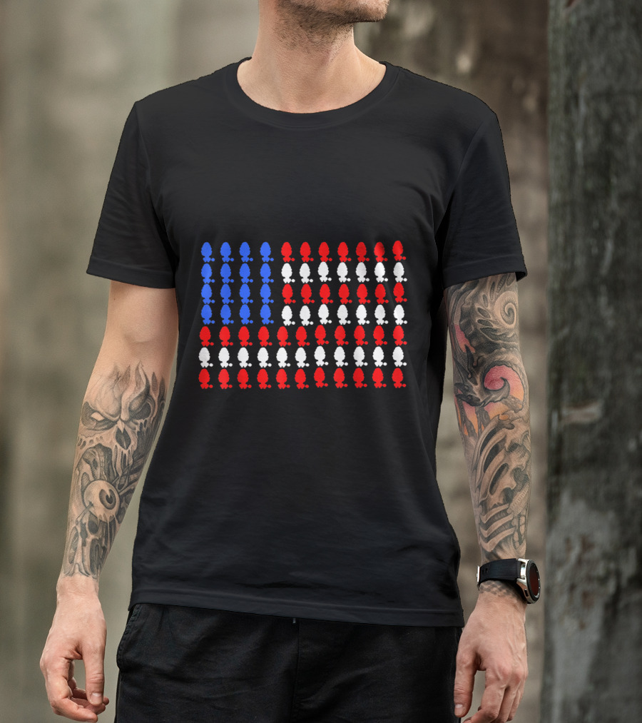 Poodle USA American Flag Design 4th Of July Red White Blue T-Shirt