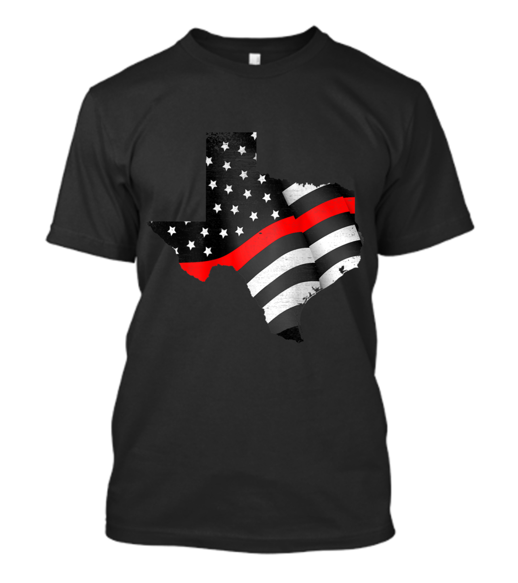 Texas Fire Rescue Department Firef Flag With Black And Red Stripes In State Outline T-Shirt