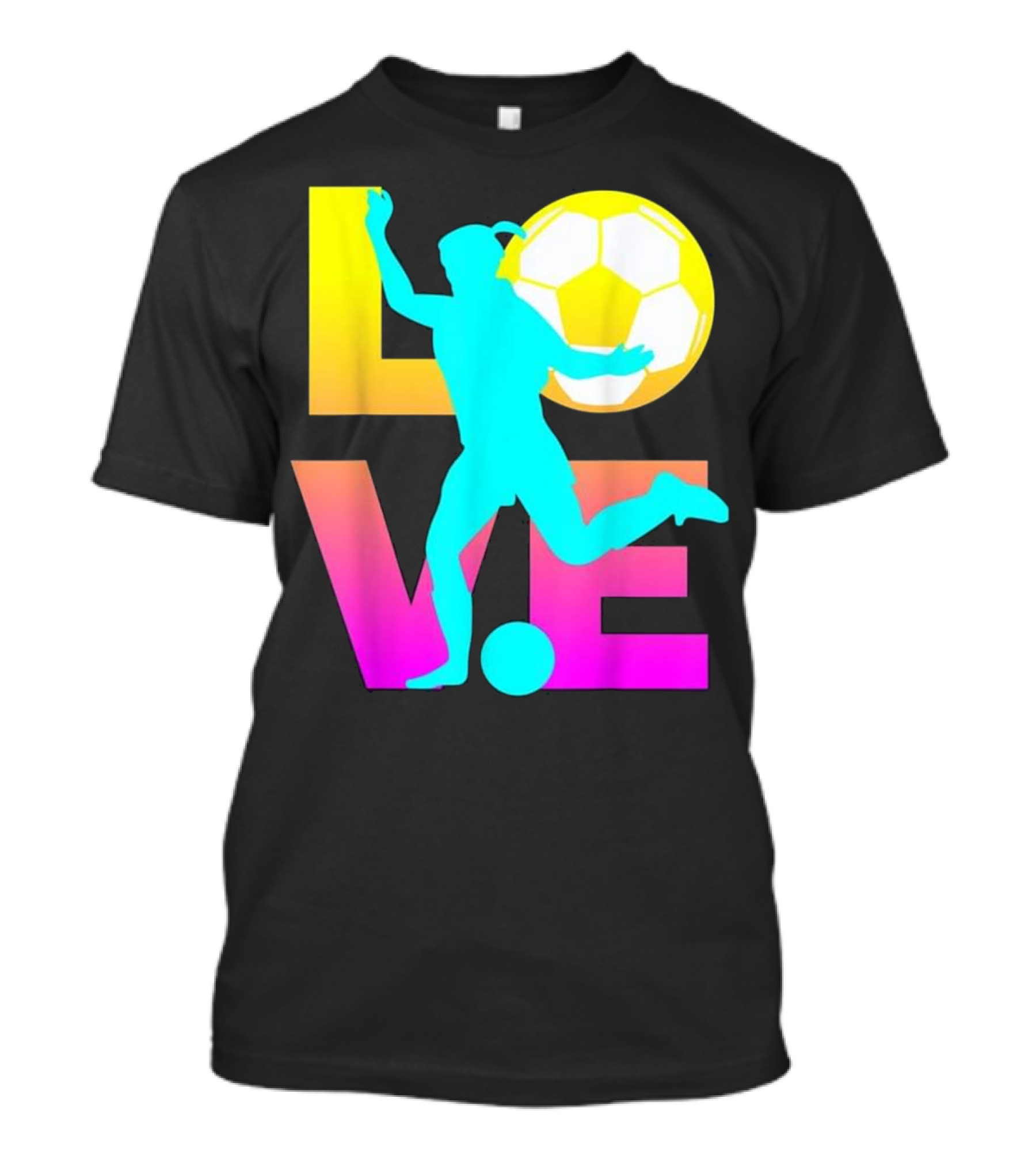 LOVE Soccer Ball Silhouette With Vibrant Gradient Lettering T-Shirt