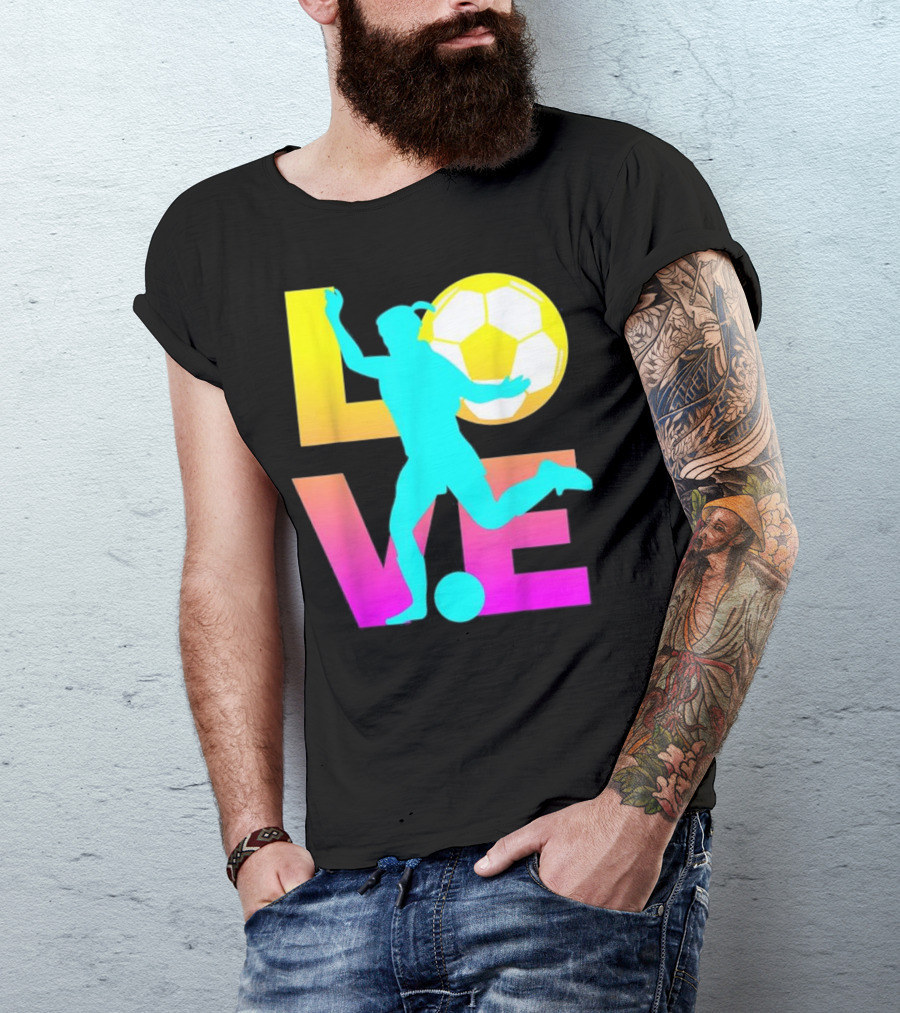LOVE Soccer Ball Silhouette With Vibrant Gradient Lettering T-Shirt