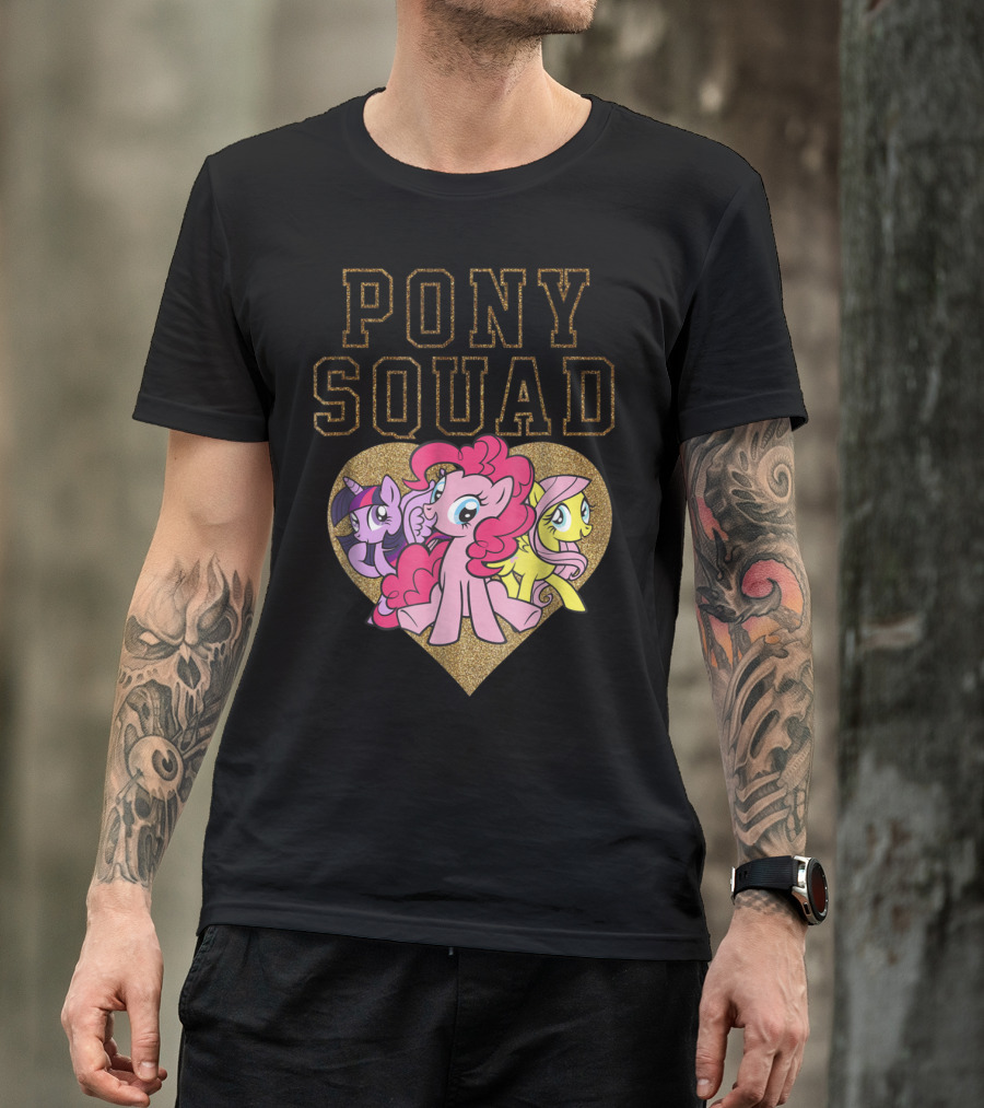 My Little Pony Pony Squad With Glitter Heart Twilight Fluttershy Pinkie Pie T-Shirt