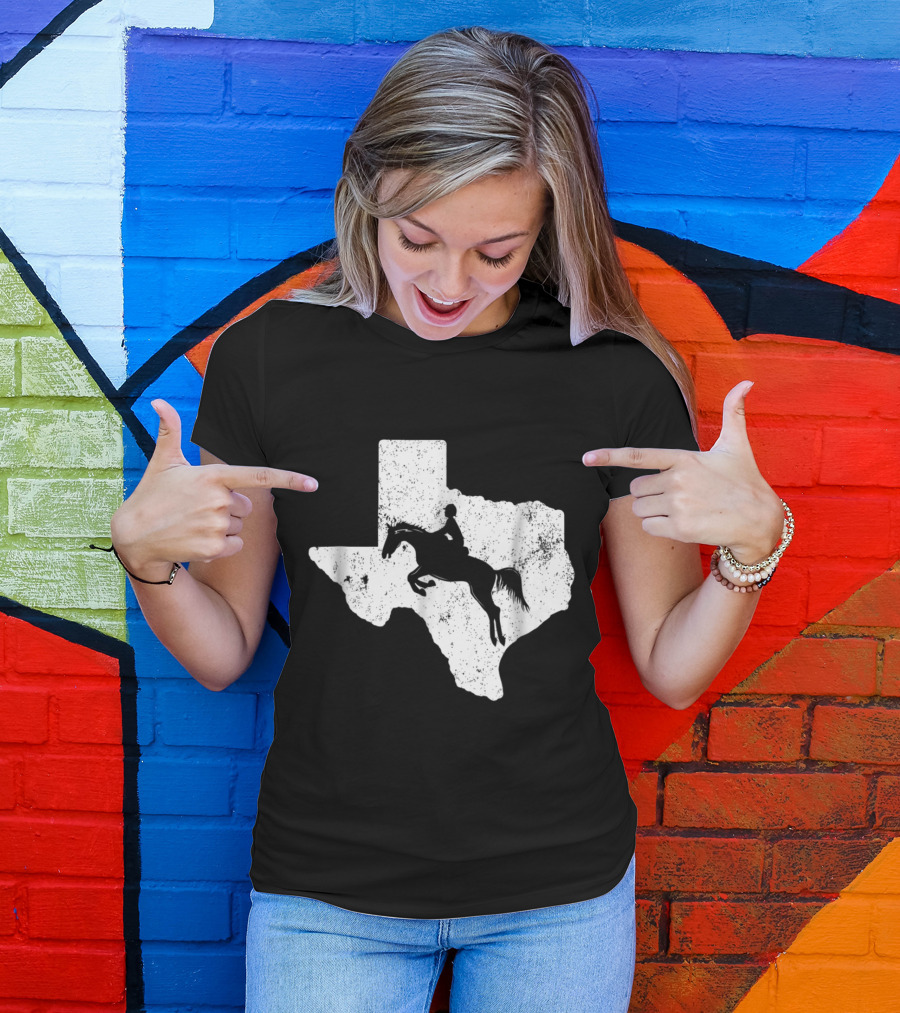 Texas Silhouette Horse Jumping Equestrian Rider T-Shirt