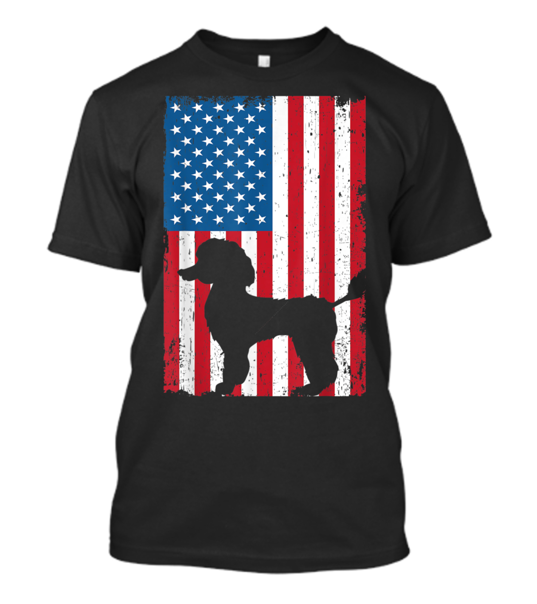 Poodle Silhouette American Flag Patriotic USA T-Shirt