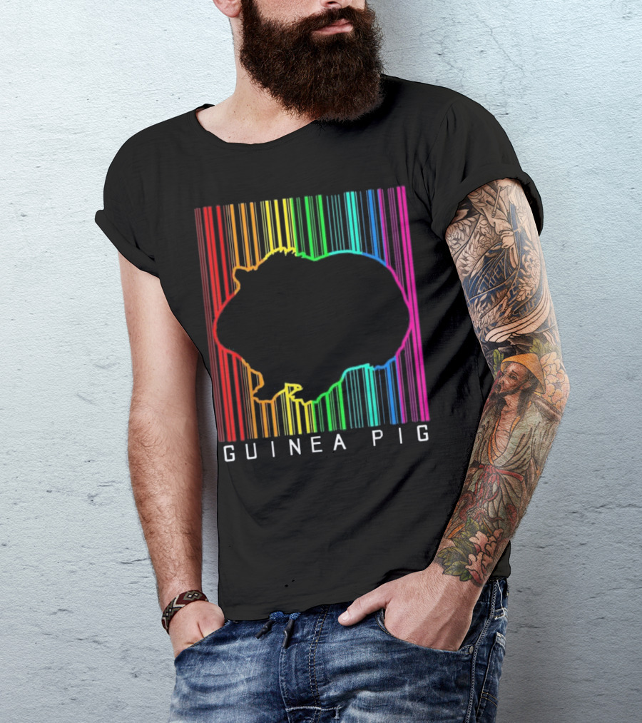 Guinea Pig Rainbow Barcode Silhouette Techno EDM Animal T-Shirt
