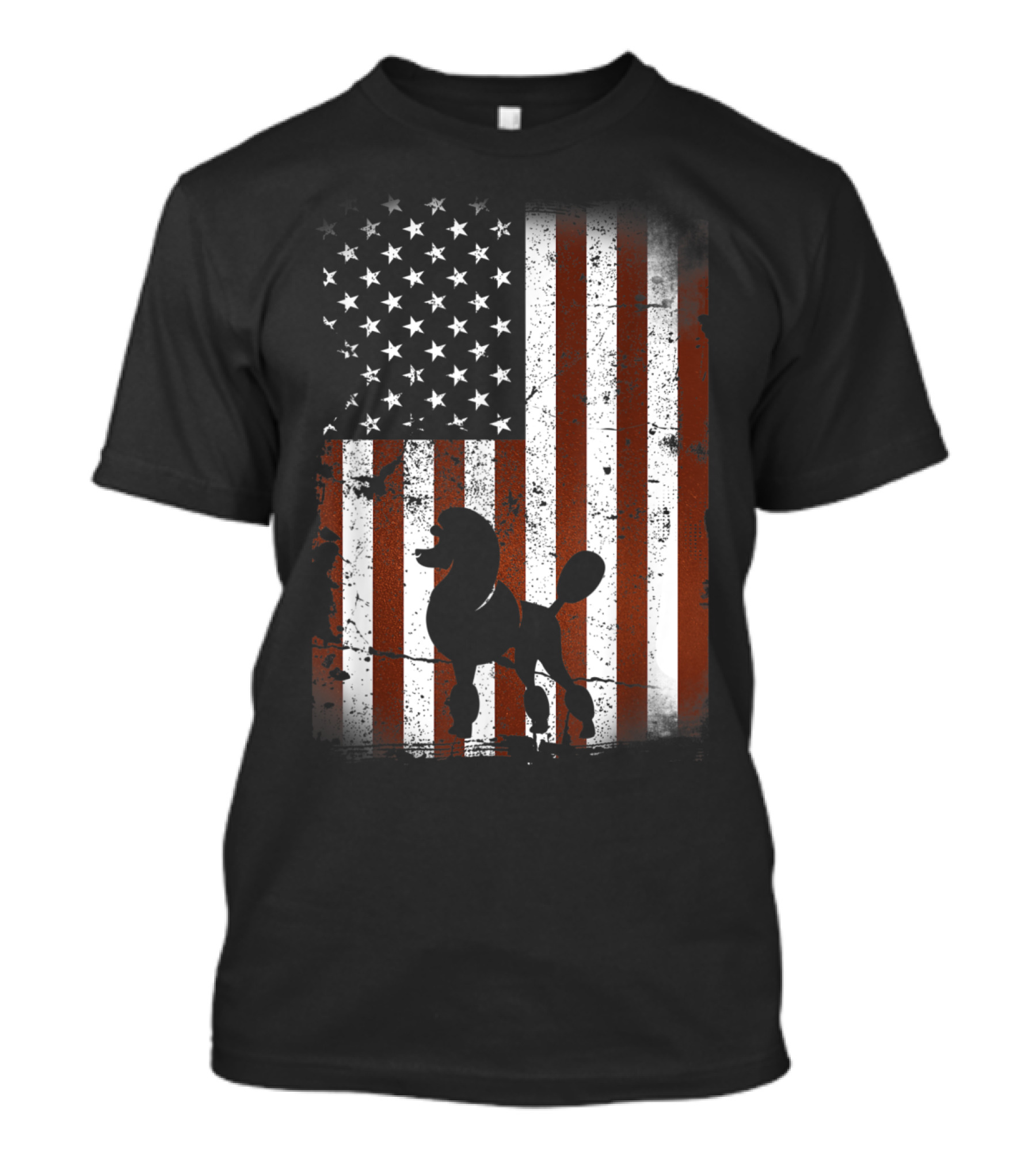 Poodle Silhouette American Flag 4th Of July Dog T-Shirt