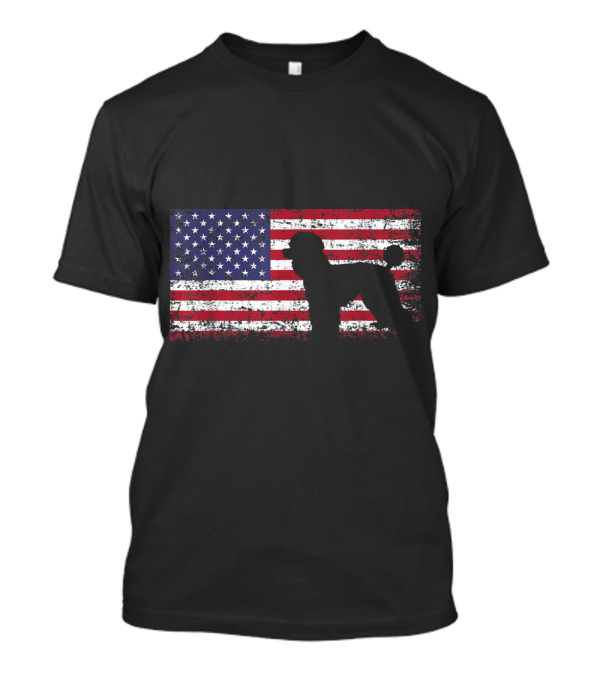 Poodle Silhouette With American Flag I Love My Poodle T-Shirt