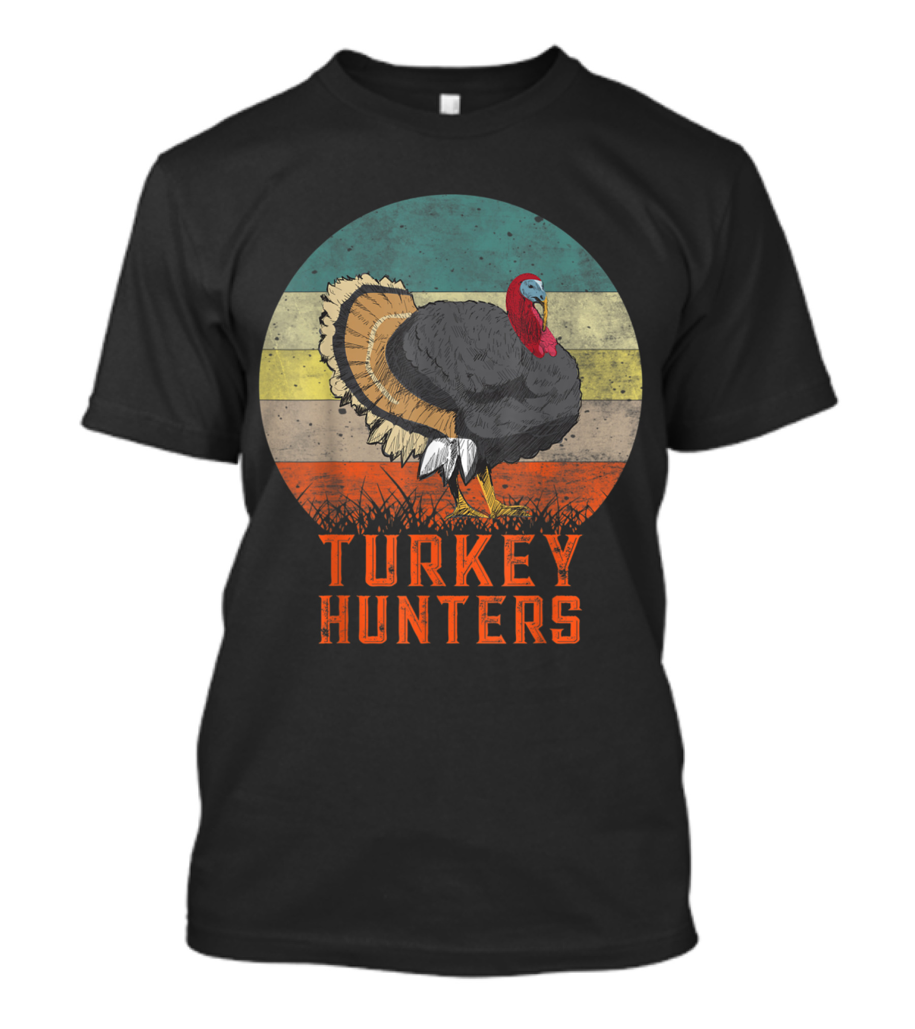 Turkey Hunters Vintage Look Retro Stripes T-Shirt