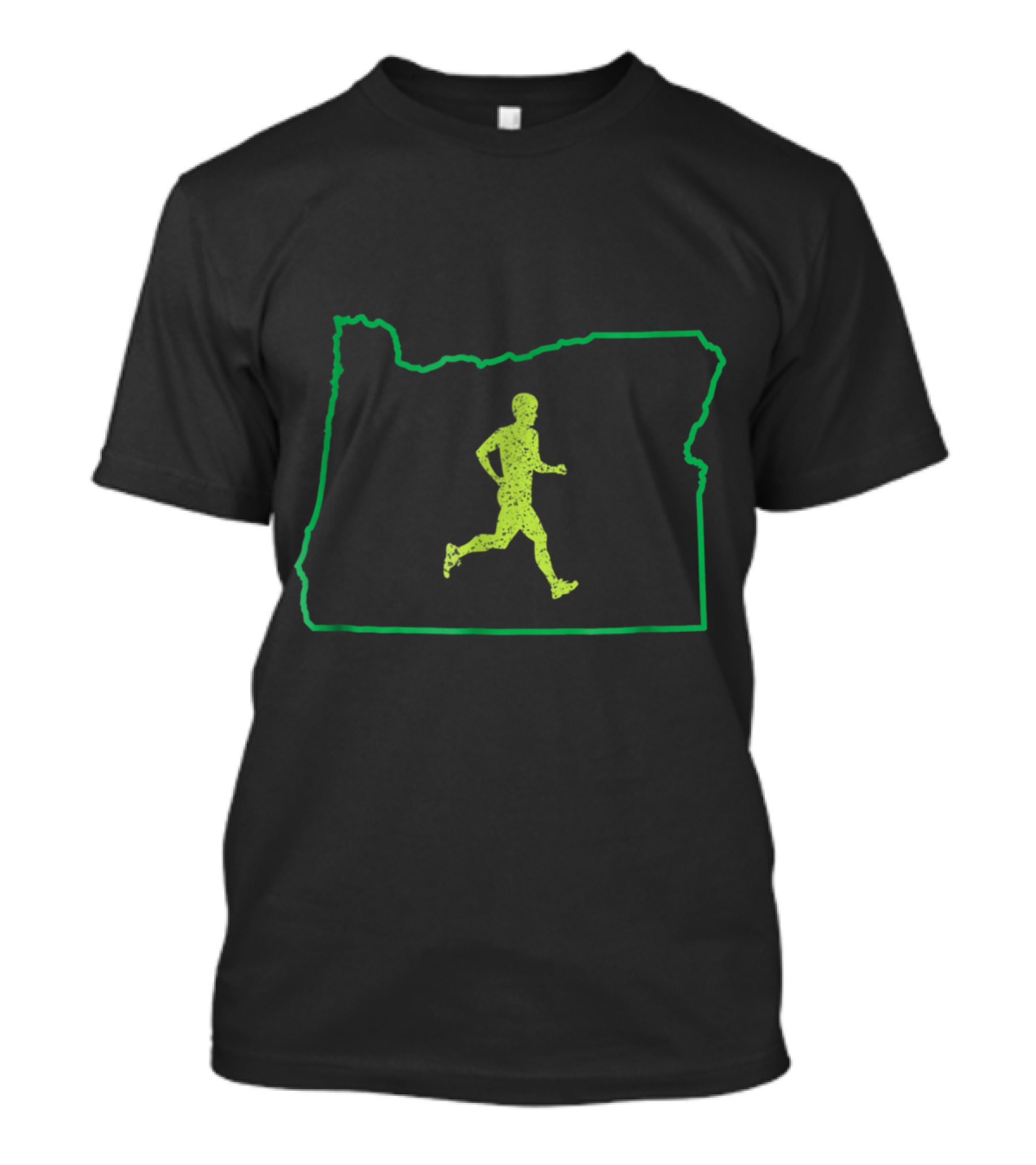 Run Oregon Oregonian Running Silhouette In State Outline T-Shirt