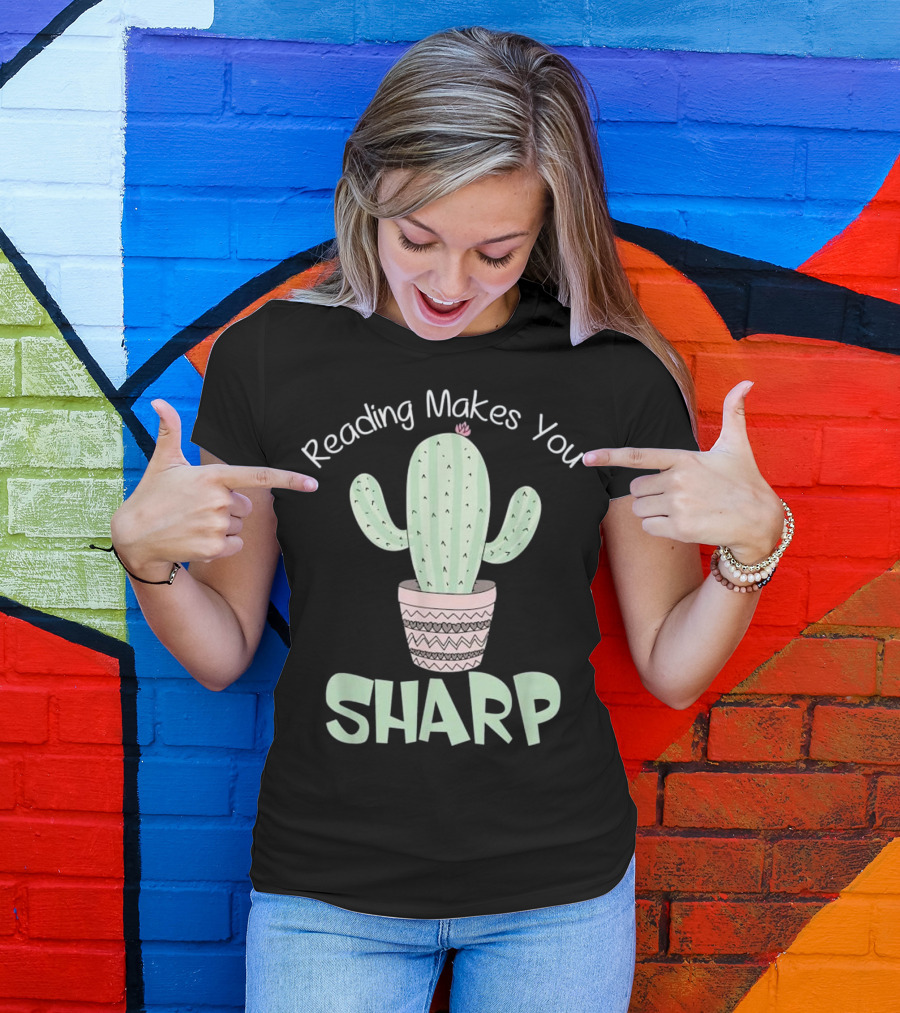 Reading Makes You Sharp Cactus With Pot T-Shirt
