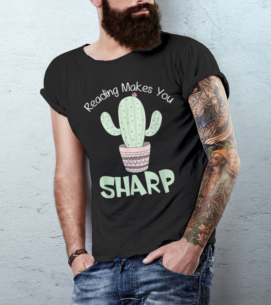 Reading Makes You Sharp Cactus With Pot T-Shirt