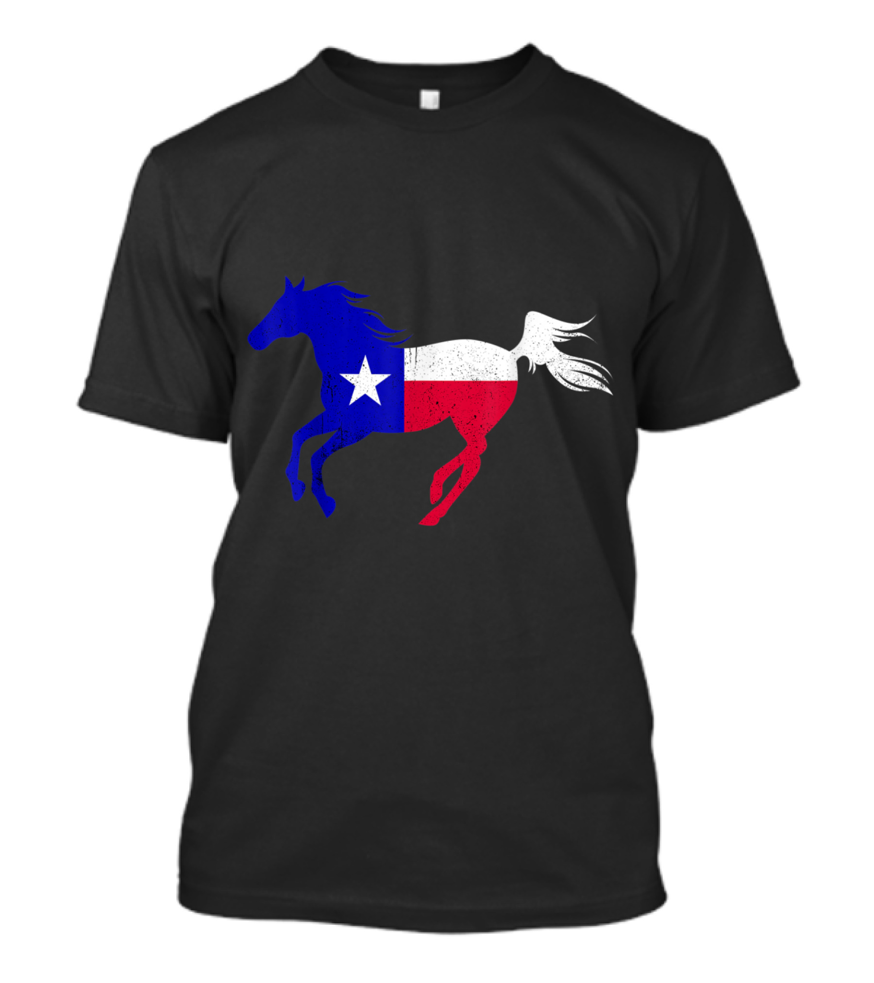 Running Horse Silhouette With Texas State Flag T-Shirt