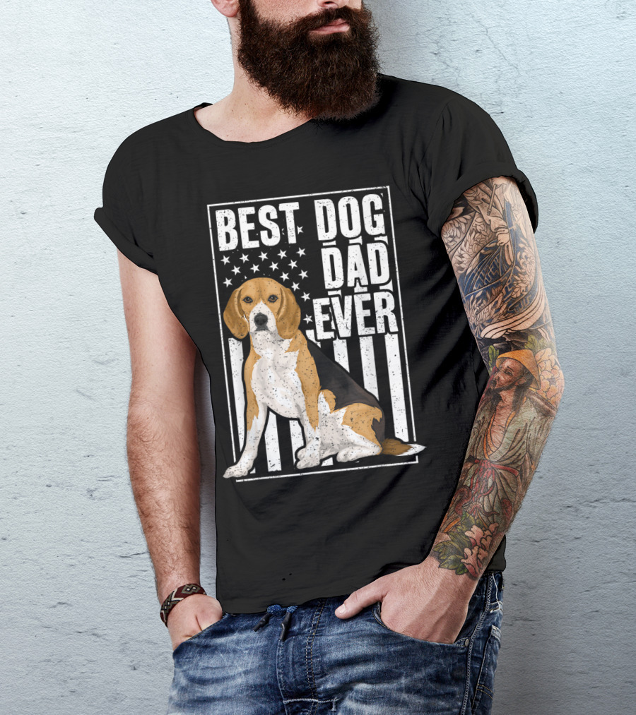 Best Beagle Dog Dad Ever American Flag T-Shirt