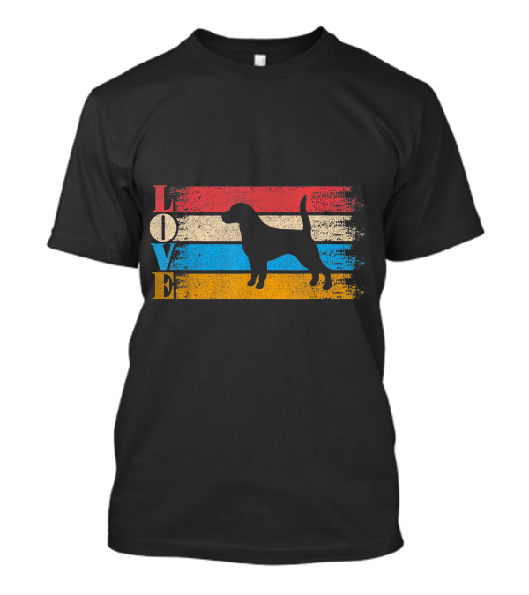 Love Beagle Dog Silhouette On Vintage T-Shirt