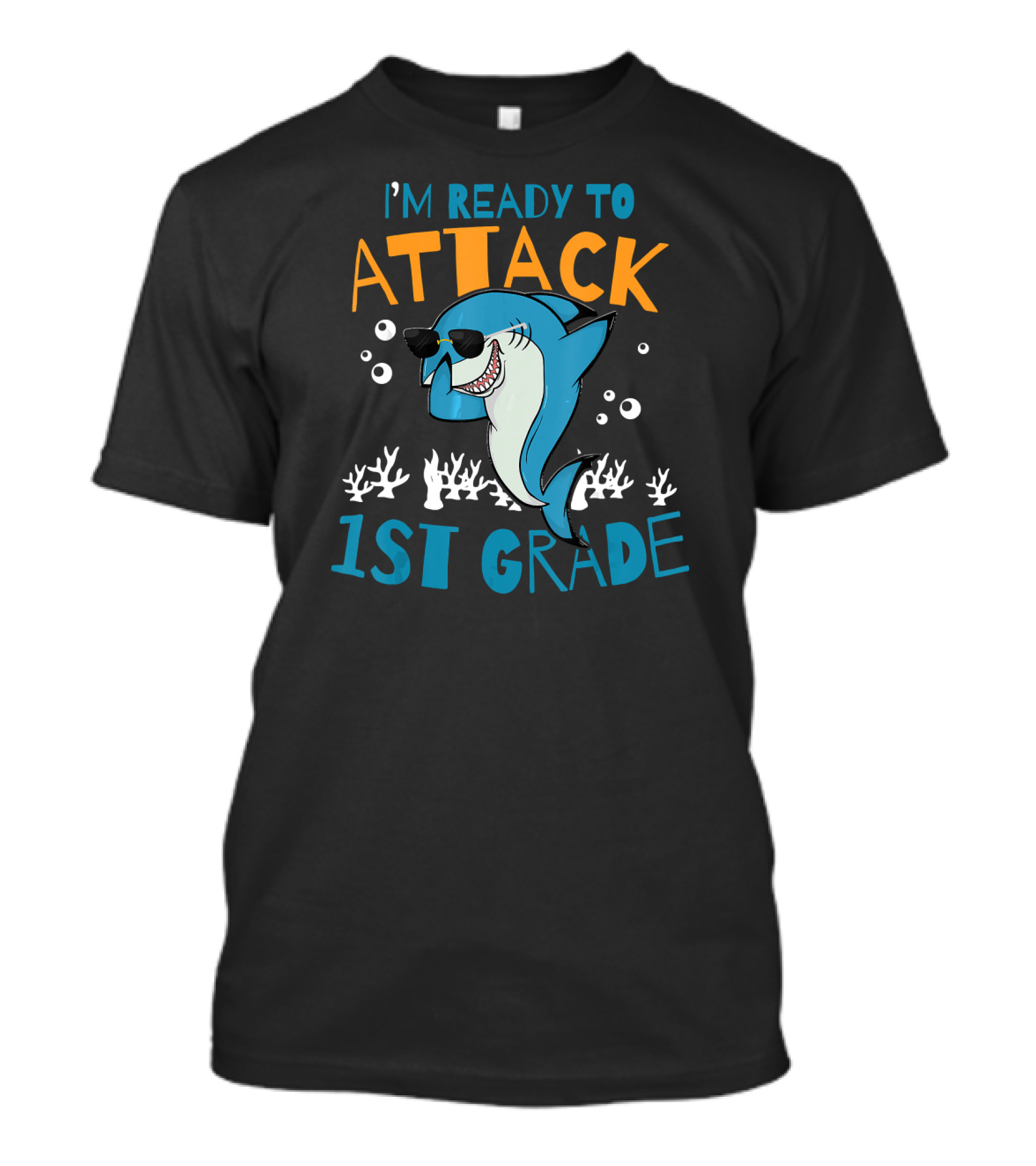 I'm Ready To Attack 1st Grade Dabbing Shark Boys Teacher T-Shirt