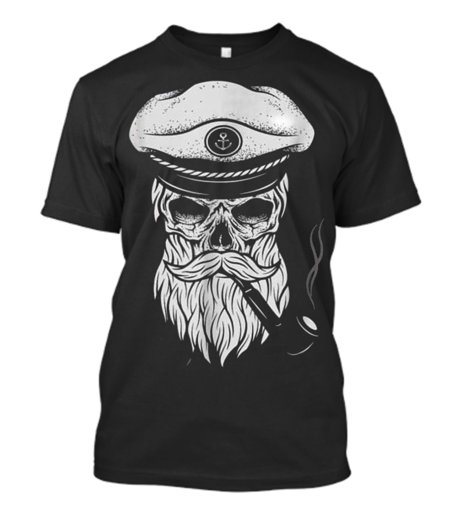 Captain Skull With Beard And Pipe Nautical Pirate Sailor T-Shirt