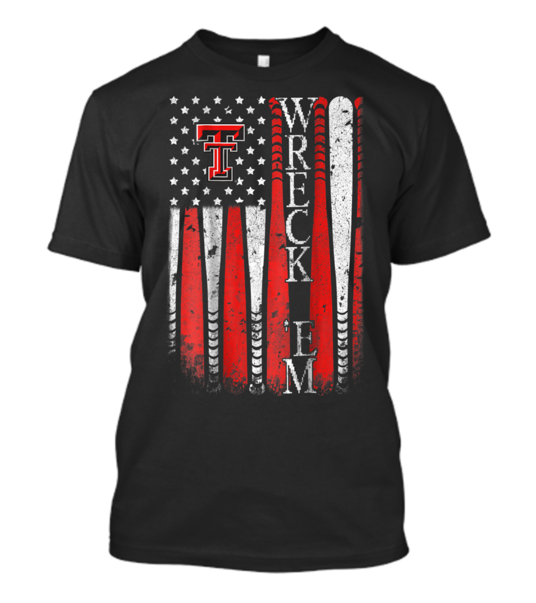 Texas Tech Red Raiders Wreck 'Em Baseball Flag T-Shirt