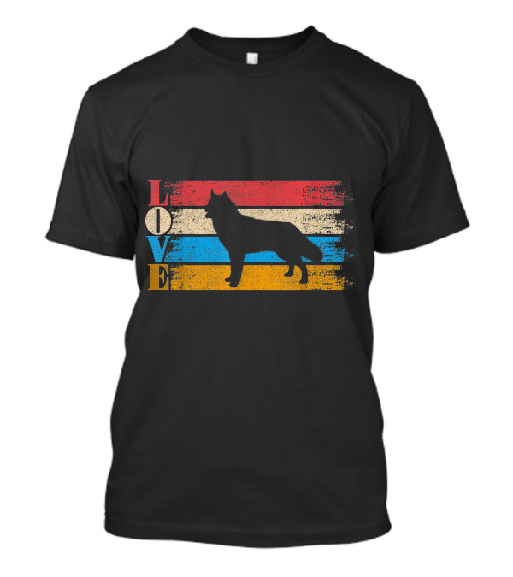 Love Siberian Husky Vintage Stripes Retro T-Shirt