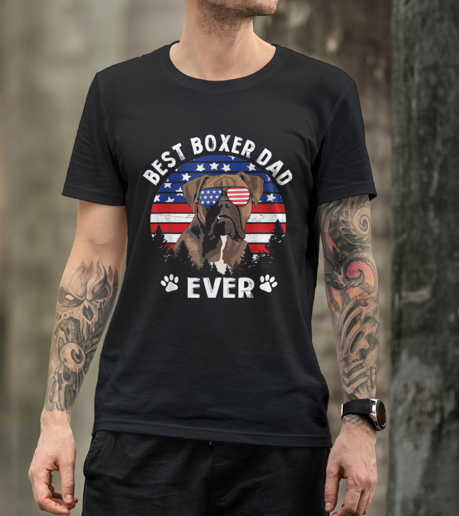 Best Boxer Dad Ever Patriotic US Flag T-Shirt