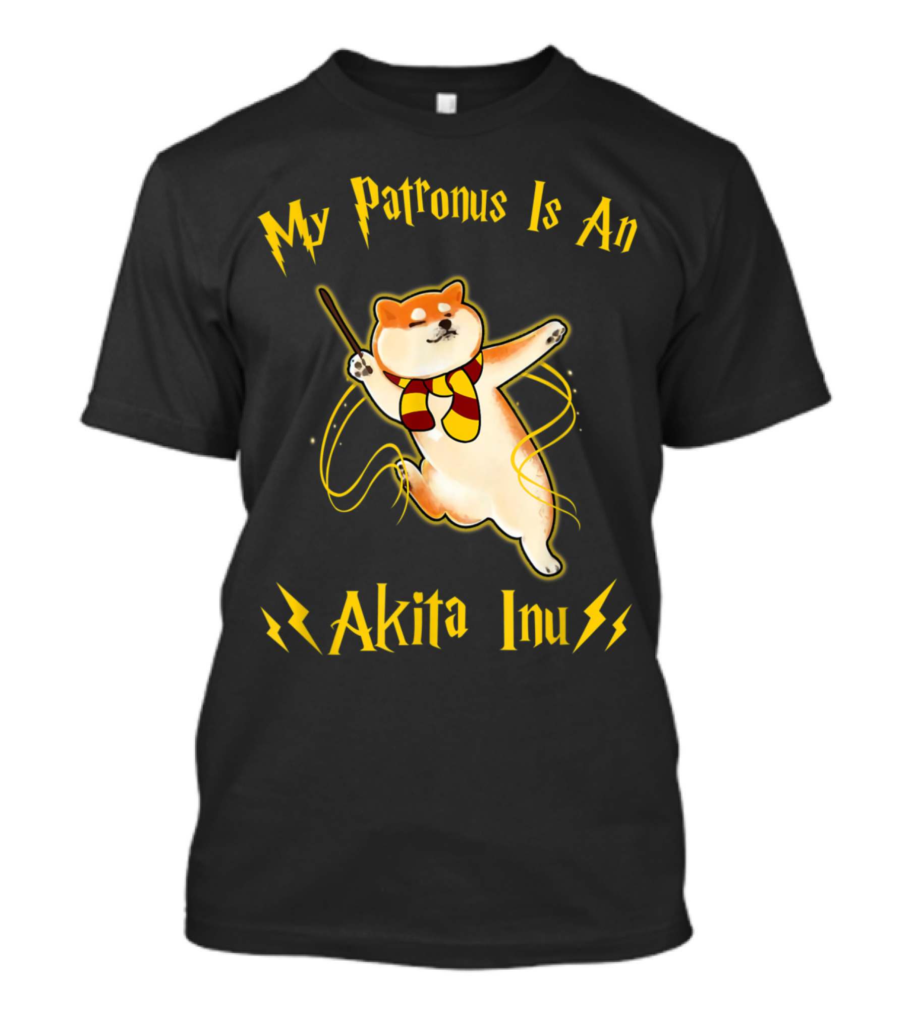 My Patronus Is An Akita Inu With Wizarding Wand And Scarf T-Shirt