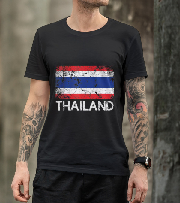 Thailand Vintage Flag Graphic With Distressed Thai Look T-Shirt