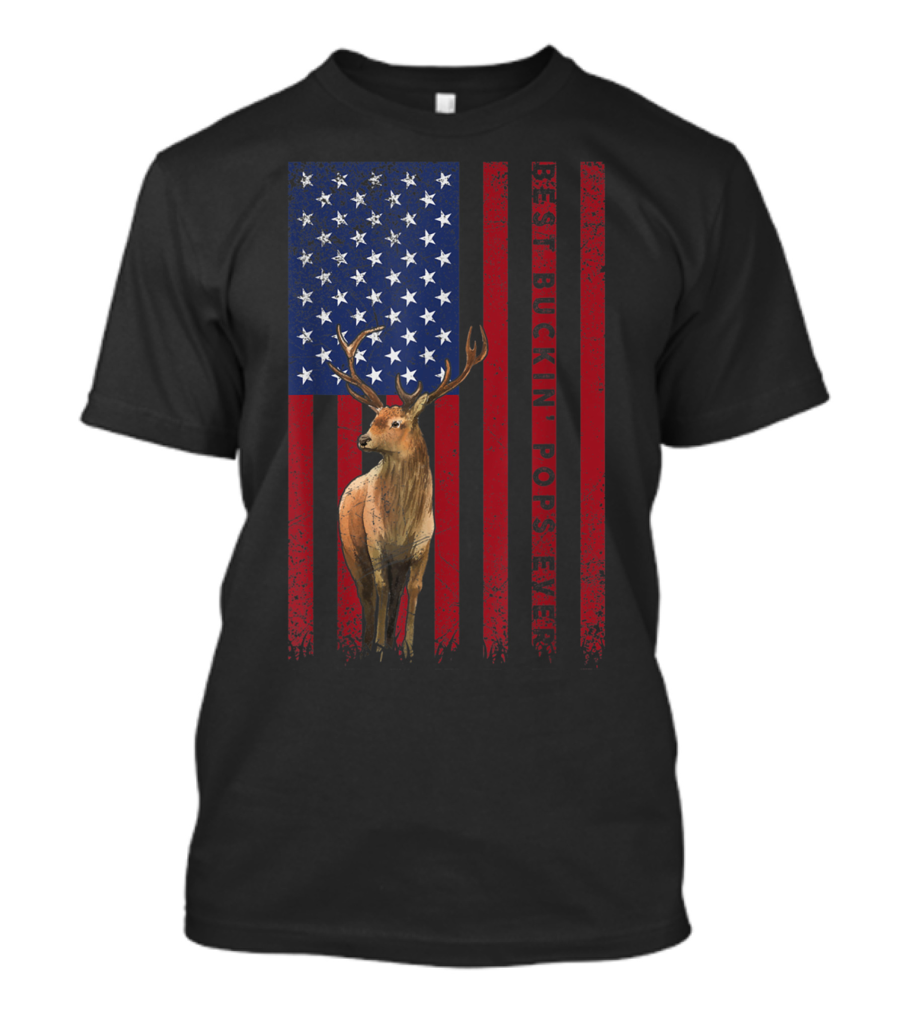 Best Buckin' Pops Ever Hunting Deer American Flag T-Shirt