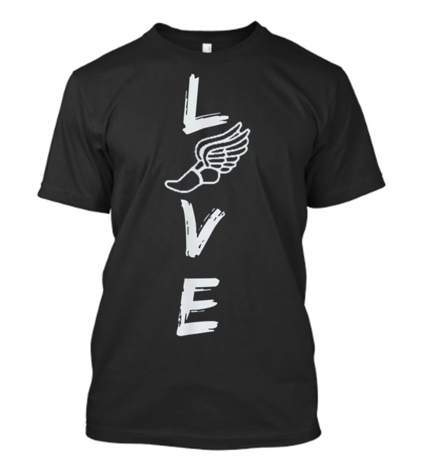 Love Track And Field Winged Shoe Team Sports T-Shirt