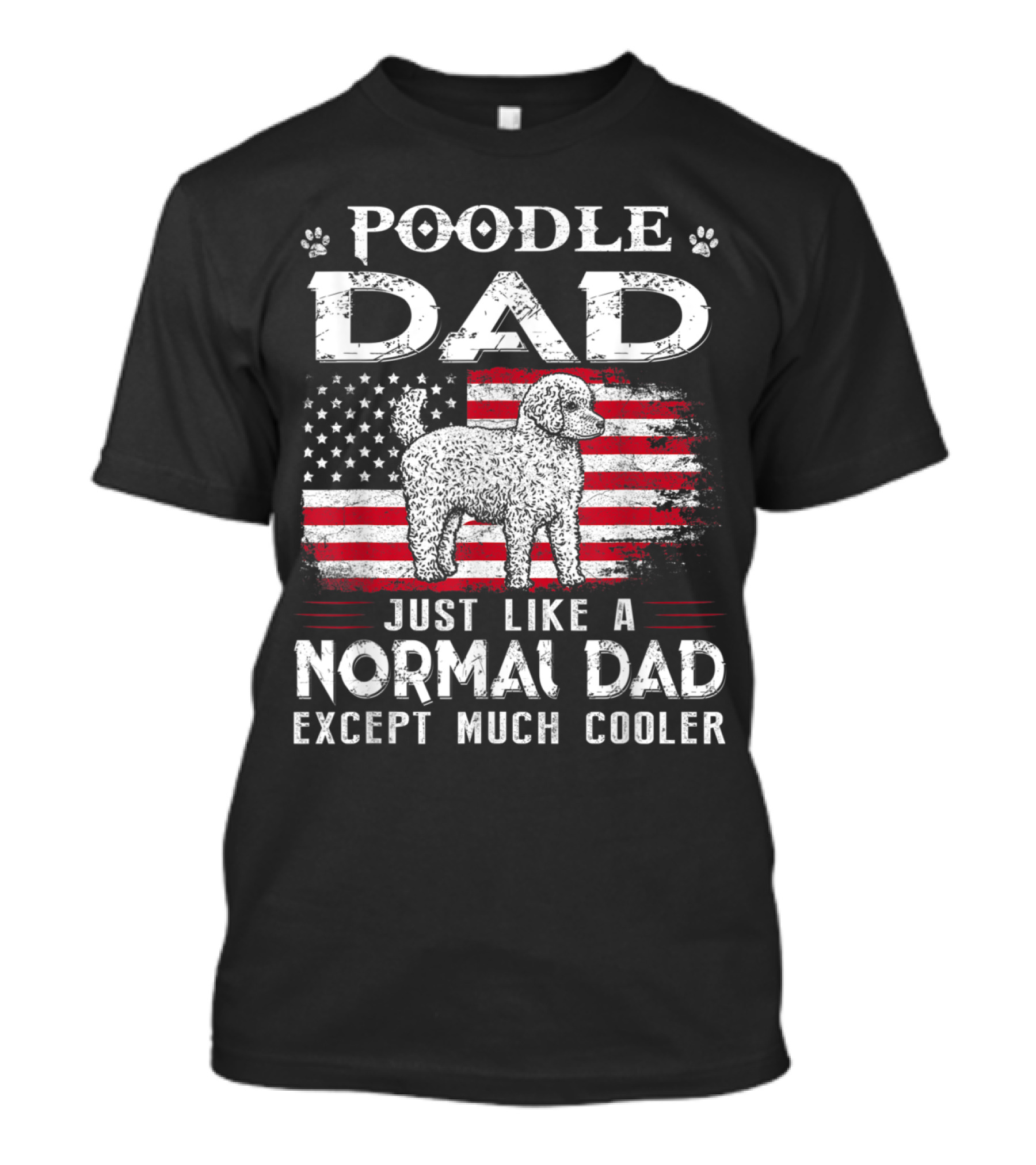 Poodle Dad Just Like A Normal Dad Except Much Cooler American Flag 4th Of July T-Shirt