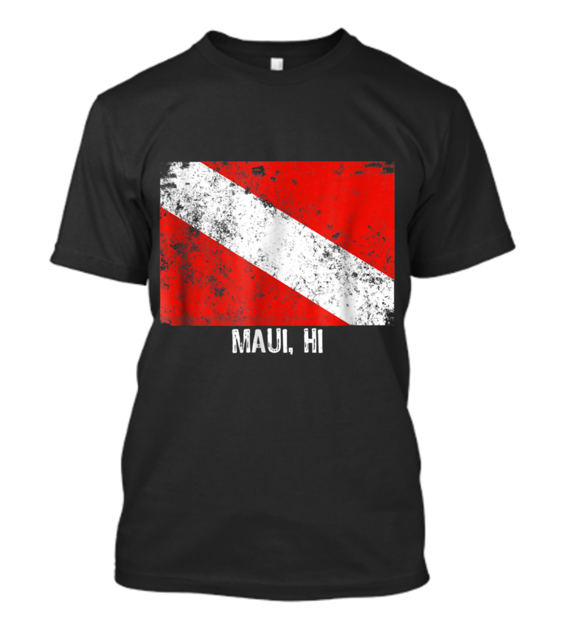 Vintage Maui HI Red White Scuba Diving Flag T-Shirt
