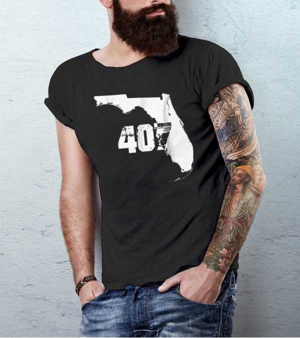 Florida State Map 407 Area Code Orlando T-Shirt