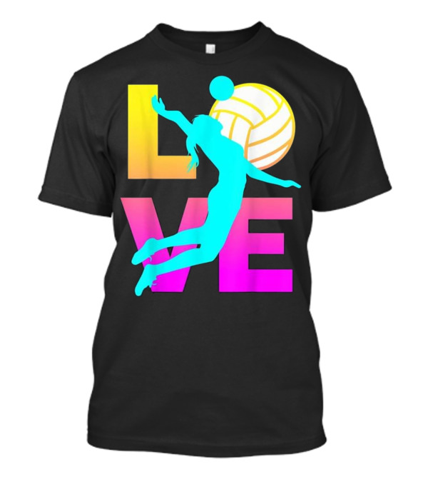 LOVE Volleyball Teen Girls Silhouette With Gradient Colors T-Shirt