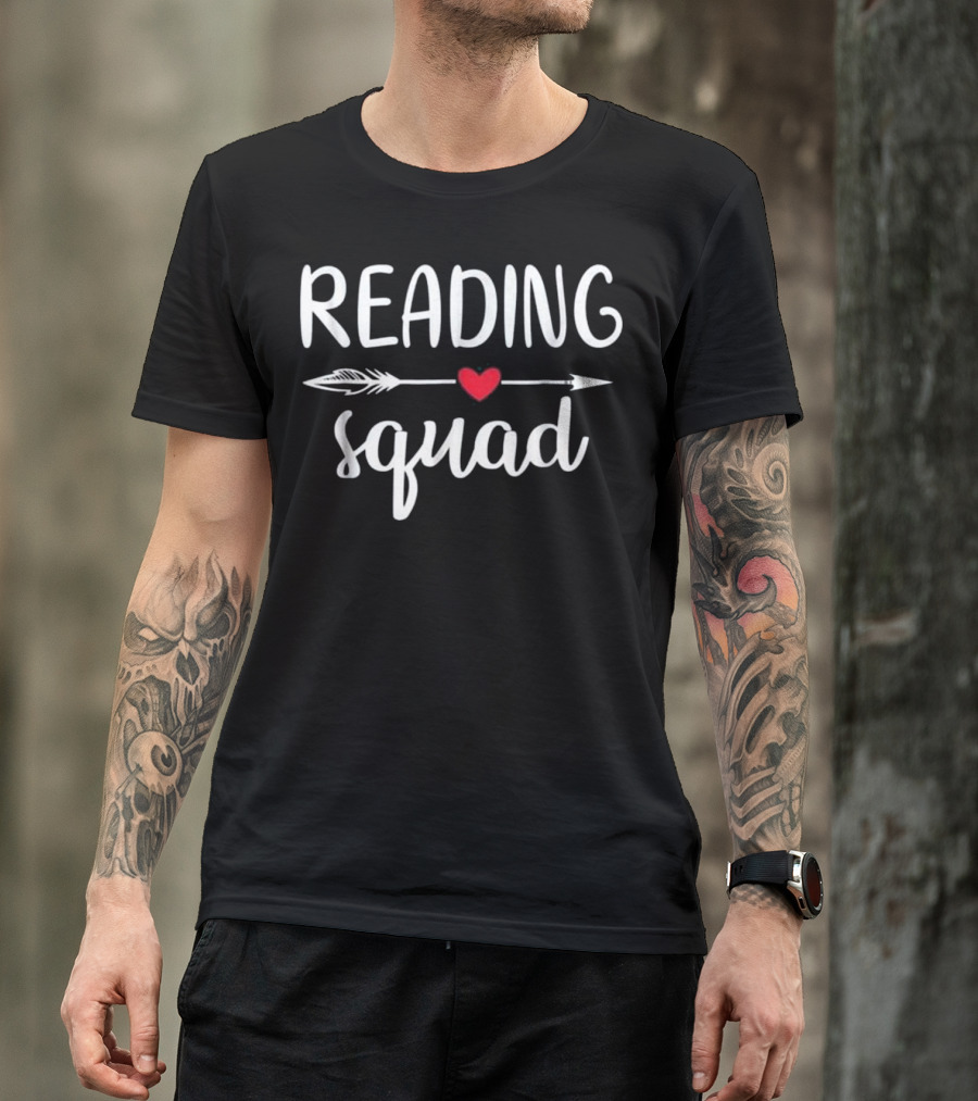 Reading Squad Heart Arrow Teacher Back To School T-Shirt