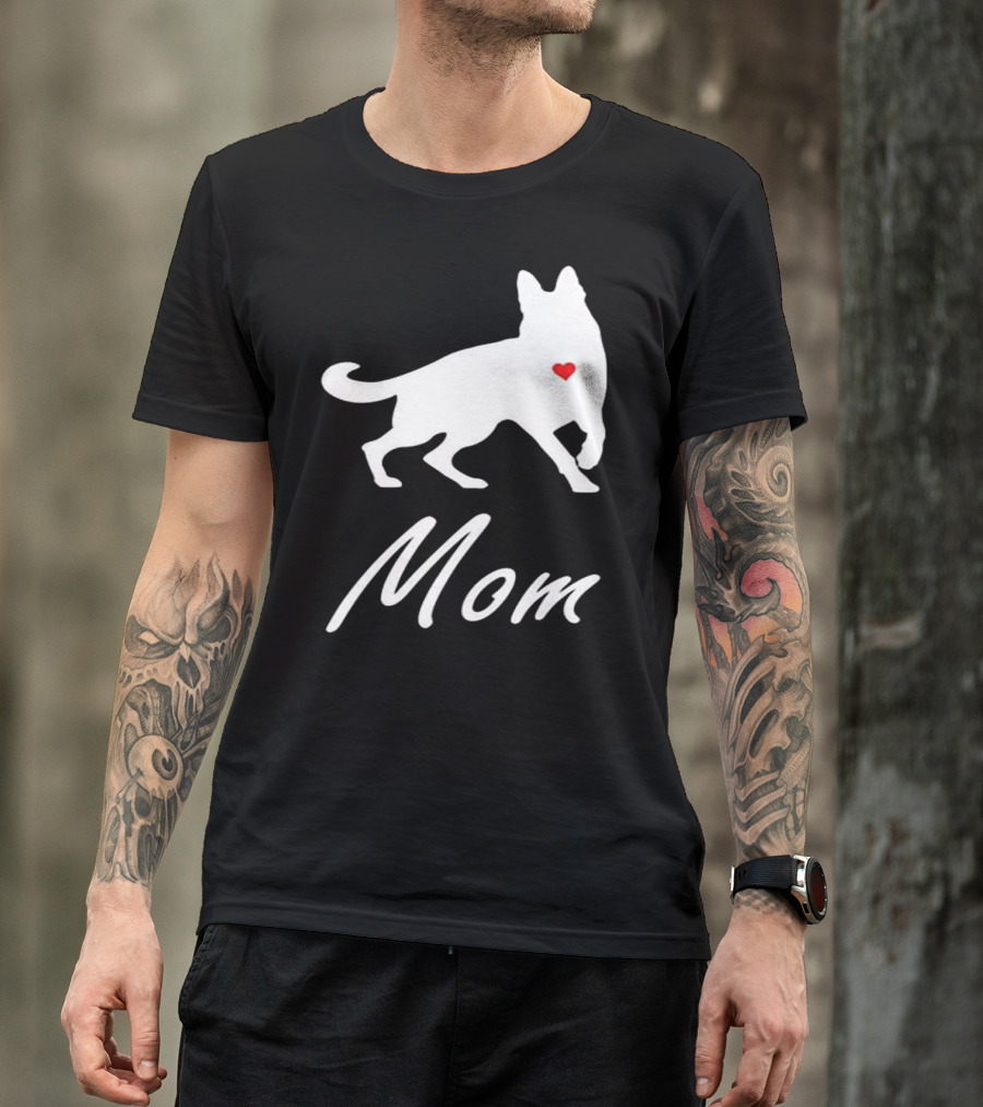 Mom German Shepherd Silhouette With Heart Accent T-Shirt