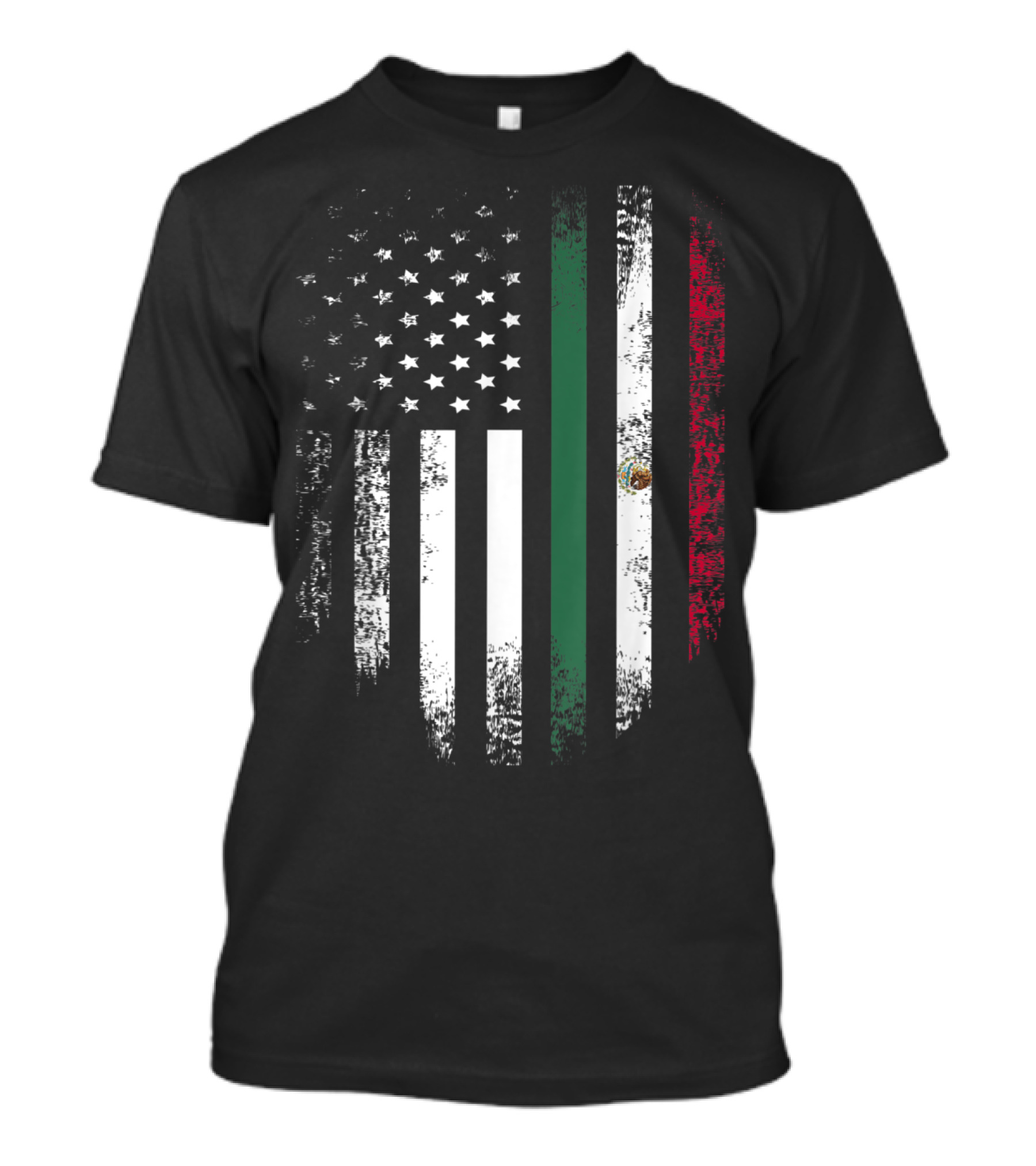 Vintage Mexican Roots American Grown Flag Half USA Half Mexico Colors T-Shirt
