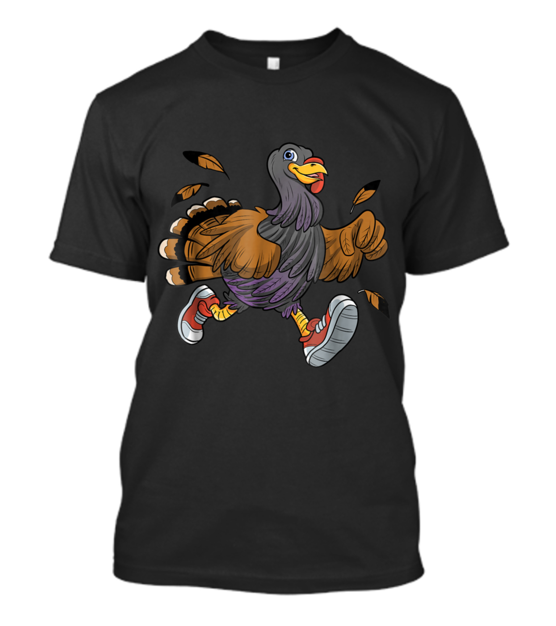 Turkey With Sneakers Thanksgiving Fun Run T-Shirt