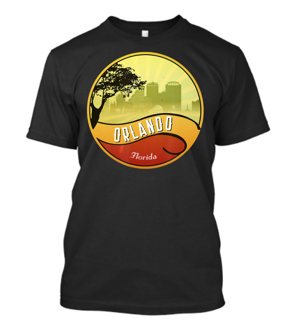 Orlando Florida City Skyline Silhouette With Tree And Modern Buildings T-Shirt
